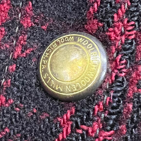 True Vintage 40s 50s Woolrich 501 Mackinaw Hunting Jacket Red Black Plaid Talon - Picture 6 of 16